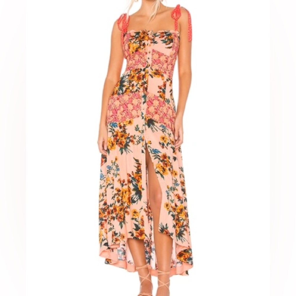 Free People Floral Maxi Dress - Pink and Yellow